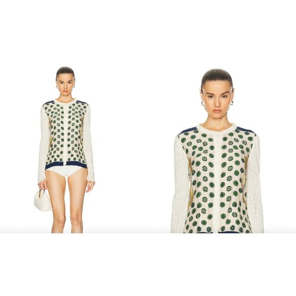 FWRD Renew Celine Silk Cardigan White - Picture 2 of 10